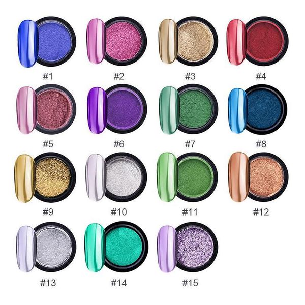 

metallic color nail mirror glitter powder decorations nail art uv gel polishing chrome flakes pigment shi jllgbd, Silver;gold