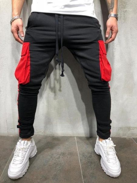 

2020 new arrival men joggers sweat pants with side stripe and pockets decoration1, Black