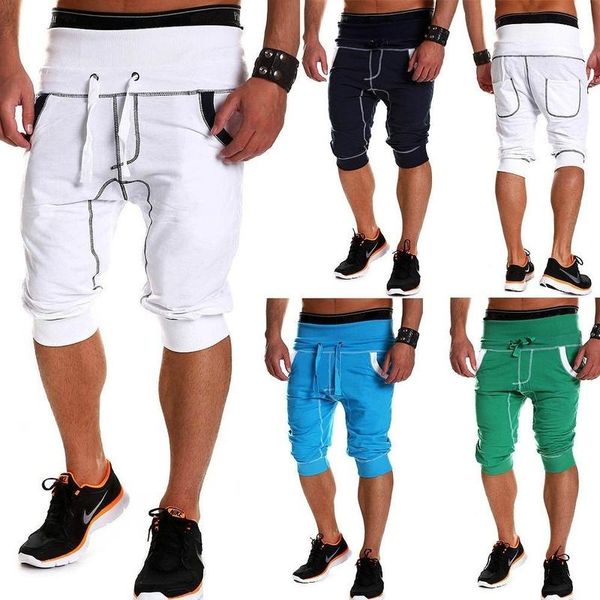

zogaa summer men casual shorts knee-length sweatpants solid skinny drawstring shorts with pockets male fitness sports, White;black