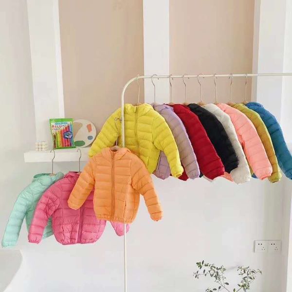 

20 winter children's wear candy colored hooded down jacket for boys and girls, Blue;gray