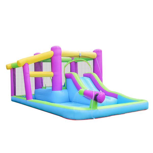 

family yard inflatable water big pool house kids jumper jump bouncy castle water slide w/ water gun & ce ul blower person use fun in garden