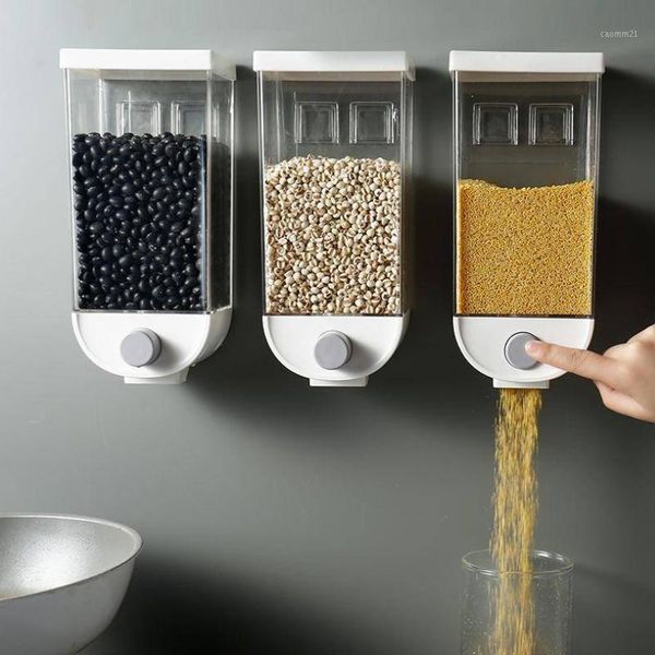 

1000/1500ml wall hanging whole grains storage container kitchen grain rice beans sealed jars plastic oatmeal dispenser1