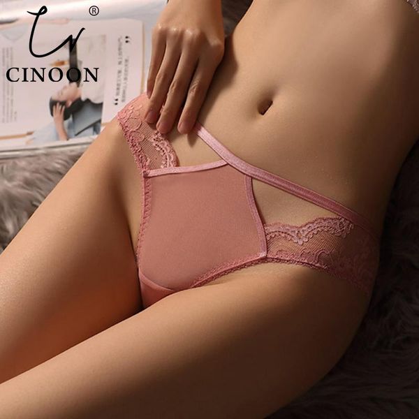 

cinoon plus size panties women lace lingerie temptation low-waist panties transparent hollow out underwear female knickers, Black;pink