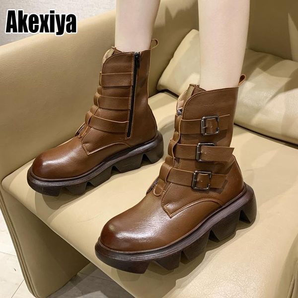 

ins brand high platform ankle boots women 2020 fashion leather zipper decorating high wedges shoes woman p201, Black