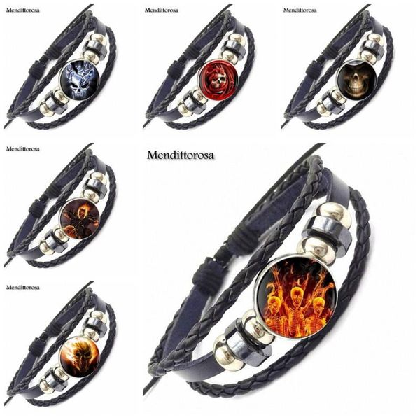 

ej glaze ghost rider жжение череп урожай ювелирные изделия стекло кабошон черный кожаный браслет браслет для девочек лучший подарок, Golden;silver