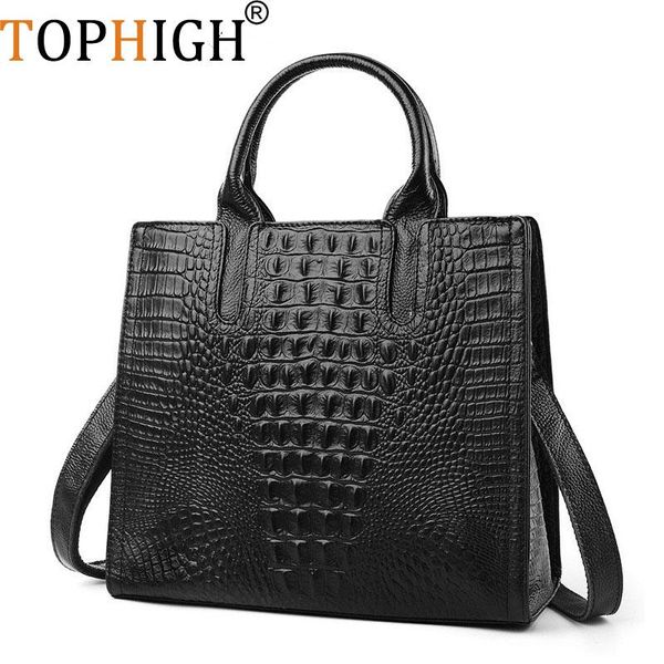 

igh women's designer handbag 2020 new crocodile pattern quality genuine leather women bag big tote shoulder crossbody bags