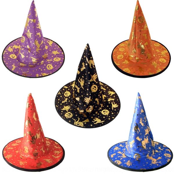 

xnztr halloween cap ball party head head uztlf hat golden oxford printed hat black pointed witch acting cap decorative