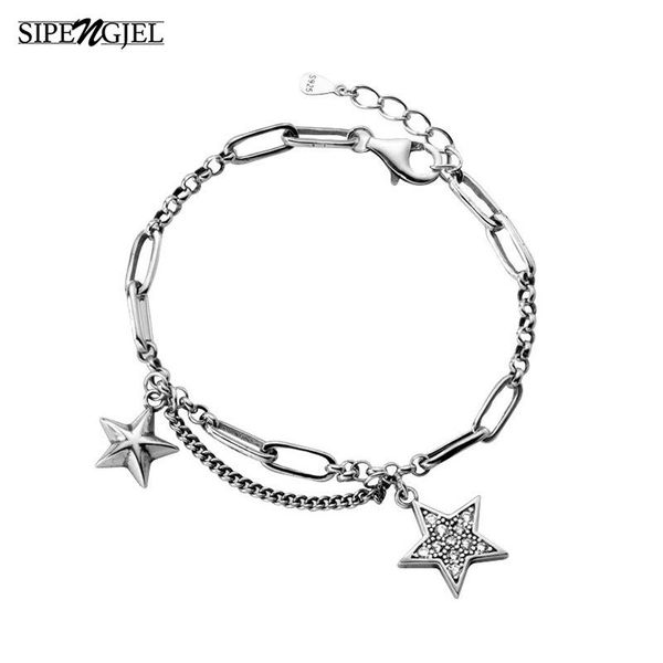 

SIPENGJEL Tiny Trendy Cubic Zirconia Star Bracelet Sliver Color Adjustable Chain Bracelet For Women Vintage Jewelery, Golden;silver