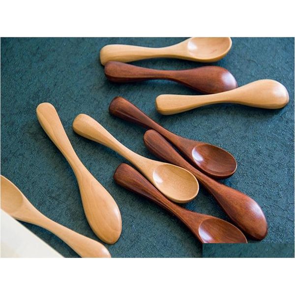 

100pcs/lot 12.5*2.5cm natural wooden spoon scoop wood tea honey coffee connt qylcos hxclothes