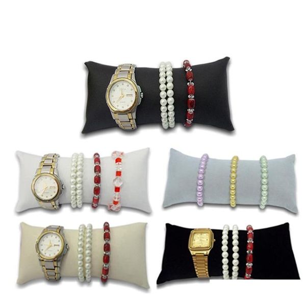 Vendita al dettaglio 2 pezzi braccialetto gioielli braccialetto braccialetto cuscino espositore porta orologio cuscini di velluto braccialetto pu cuscino cuscini di grandi dimensioni 5 colori Z9Gxv