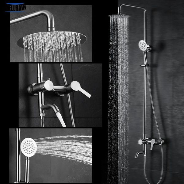 

wall mounted bathroom bath shower faucet set 8 inch rain shower head 304 stainless steel healthy material polishing brushed bbyfts