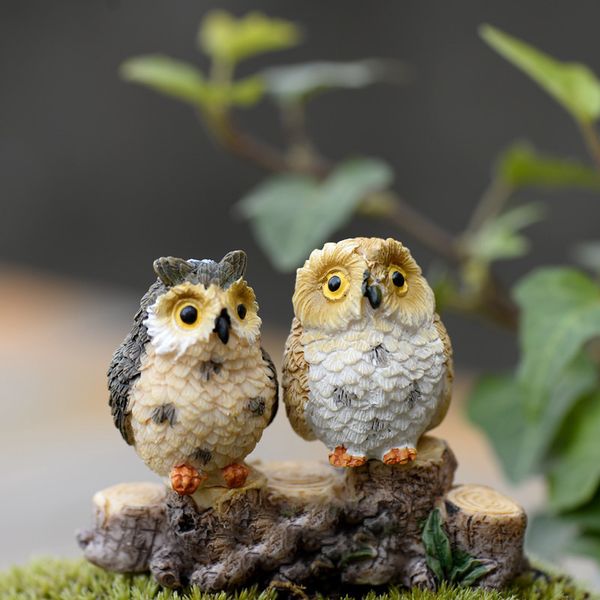 

resin mini owls miniature figurines fairy garden accessories supplies animals for micro landscape plant pots bonsai craft decor 1221995