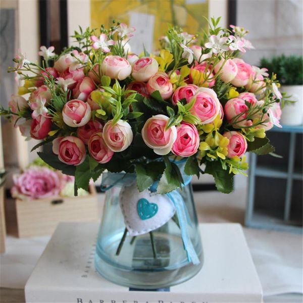 

decorative flowers & wreaths artificial false rose silk 6 flower head peony bouquet floral home wedding party garden bridal hydrangea decor