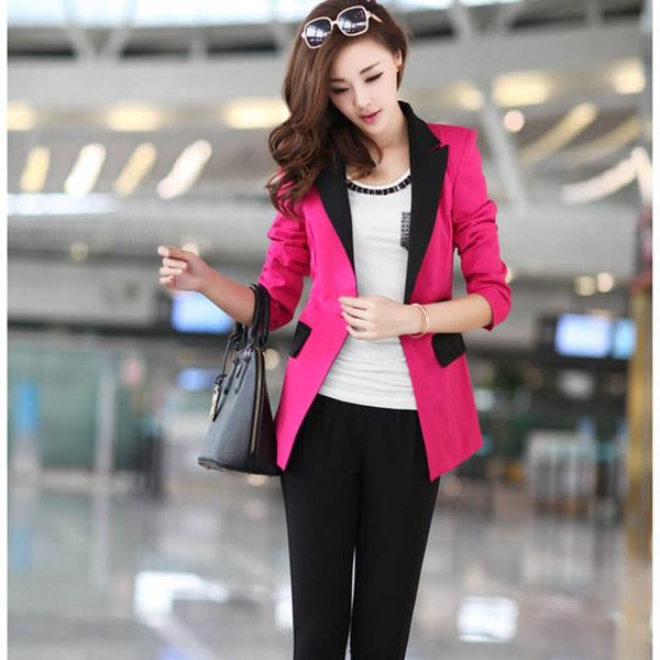 

women jackets newstyle temperament fashion small suit women's jacket stitching slim long-sleeved office ladies suit, Black;brown