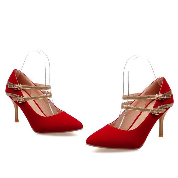 

plus size pointed color matching shoes ladies high heels women shoes woman pumps, Black