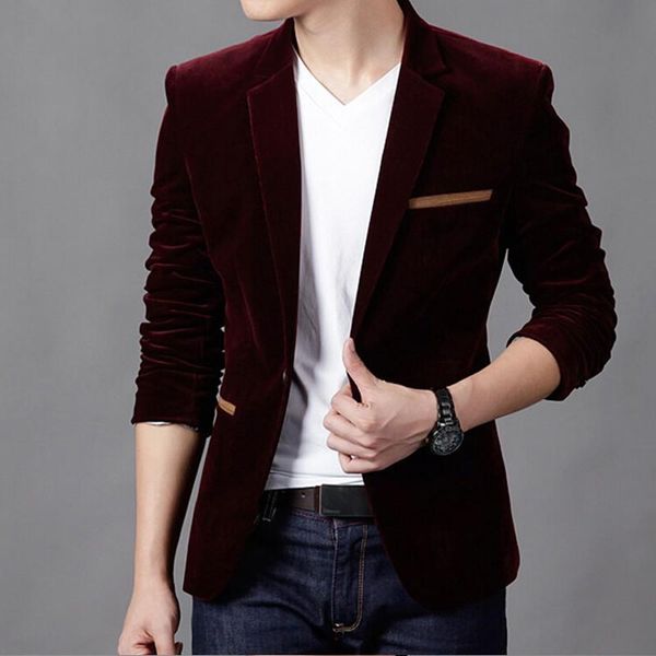 

men's suits & blazers 2021 mens blazer brand clothing casual suit slim jacket single button corduroy men dress terno masculino plus siz, White;black