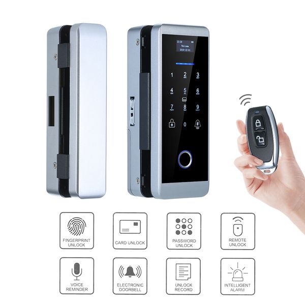 

fingerprint glass door lock 5 ways to unlock intelligent doorbell attendance device anti decode touch screen home security
