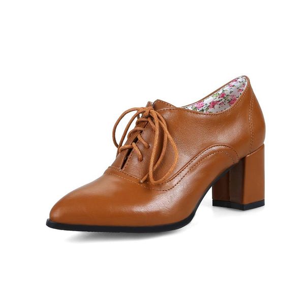 

dress shoes 18 years in early spring the comfortable thick with high heels mouth size code 31 ties up women's shoe tide 18422-48, Black