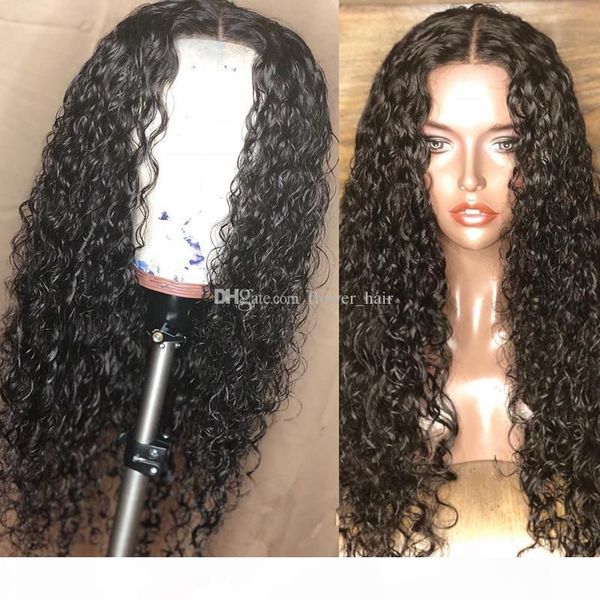 

brazilian wet and wavy human hair wigs brazilian water wave lace front wigs glueless full lace wigs bleached knots, Black;brown