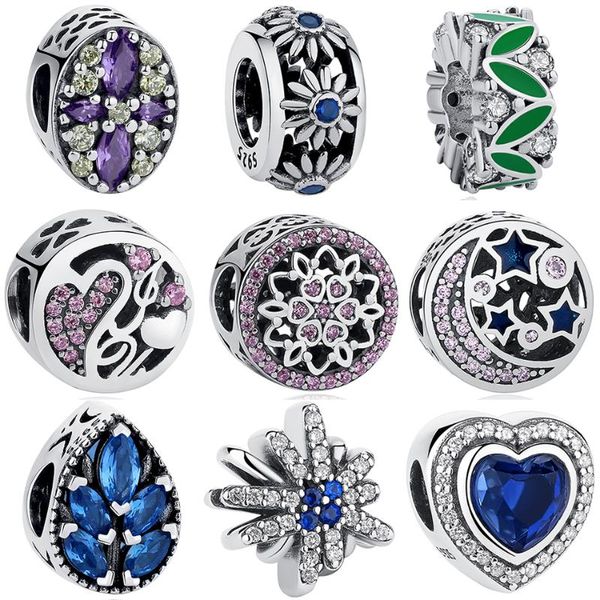 

925 sterling silver crystal leaf star heart spacer beads charm fit original charms bracelet diy jewelry making berloque