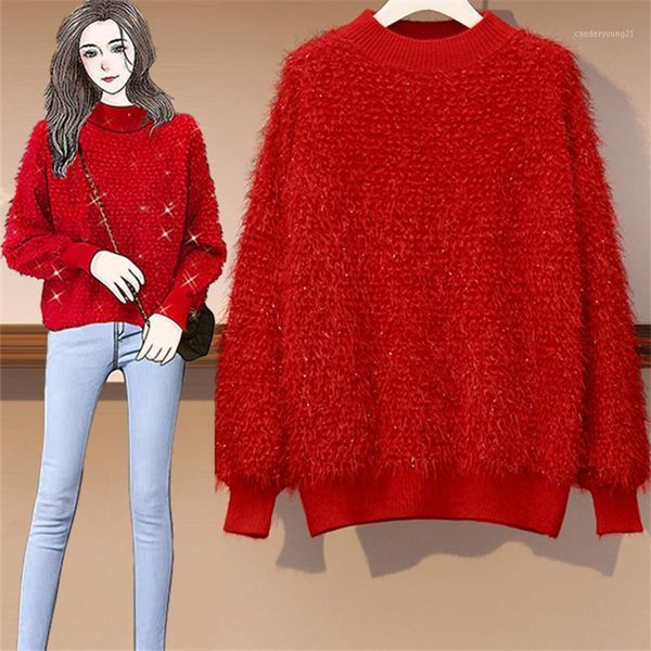 

women's sweaters sweater women autumn winter oversized loose casual pull femme korean bright silk thick pullover clothes ropa de mujer, White;black