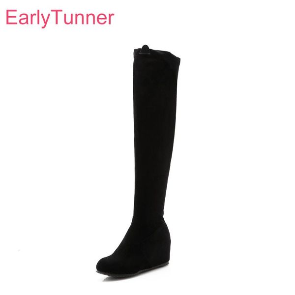

boots brand lovely black gray women thigh high slouch lady nude school shoes ek836 plus small big size 10 32 43