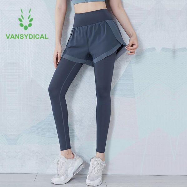 

yoga outfits vansydical 2021 women pants 2 in 1 high waist gym running tights indoor home fitness workout jogging sports leggings, White;red