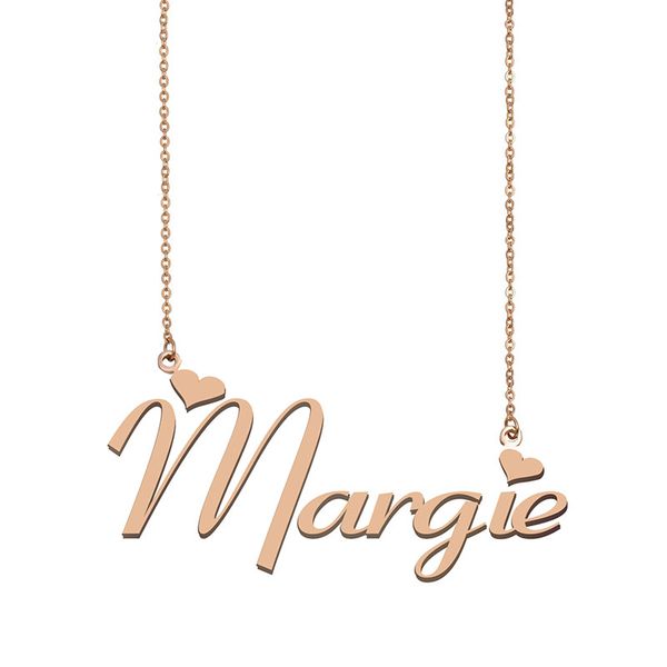 

margie name necklace pendant custom personalized for women girls children friends mothers gifts 18k gold plated stainless steel, Silver