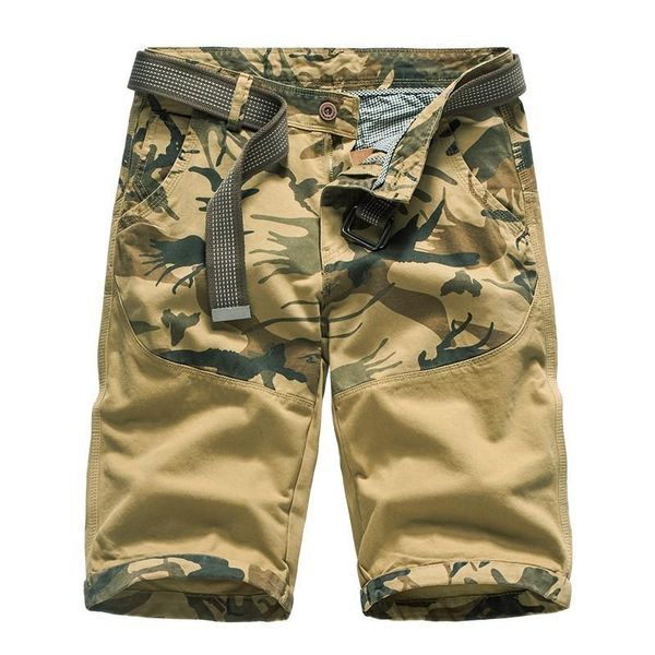 

men's shorts 2021 summer relaxed fit cotton twill cargo short men leisure print belted beach board camo, White;black