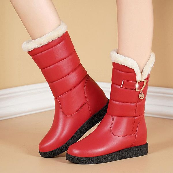 

2020 new snow boots women's one-step anti-skid warmth and velvet mid-tube thick women's boots thick-soled cotton shoes, Black