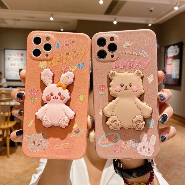 

stereo crouching bear rabbit is suitable for 11 / 12pro mobile phone case, vip ex / xs / max soft