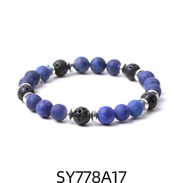 

8mm matte lapis lazuli stone beads hematite lava stone strand bracelets for women men yoga buddha energy jewelry, Black