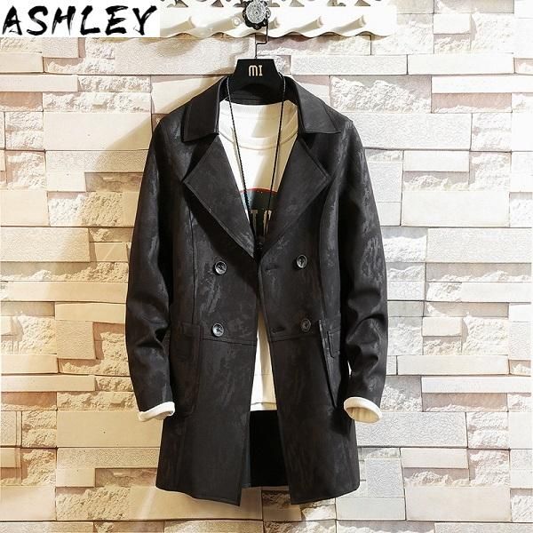 

men's trench coats fashion outwear 2021 men medium long coat puls size 5xl male camouflage clothing slim casual windbreakers, Tan;black
