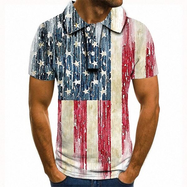 

men's golf shirt tennis shirt 3d print graphic prints american flag collar street casual button-down short sleeve casual fashion cool, White;black