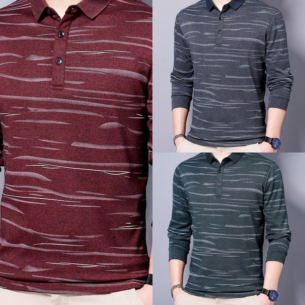 

мужская осень зима 2020 новый простой моды большого размера мужские осень зима свободно и комфортно универсальный длинный рукав рубашки поло, Blue