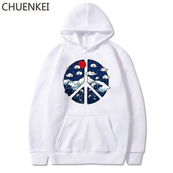 

autumn japanese men's hoodies hooded streetwear funny mount fuji wave velvet hoodies men winter casual black sweatshirt 1014