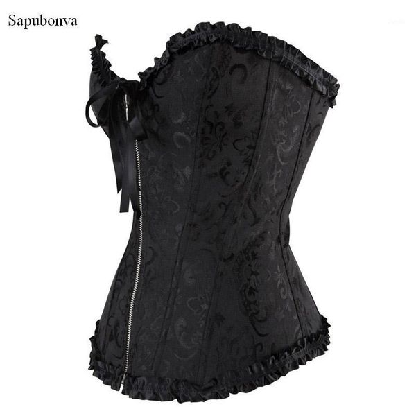 

sapubonva women satin corselet overbust bridal green black white red corset bustier shaper strapless corset zipper