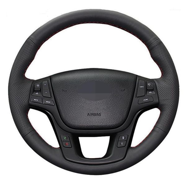 

car steering wheel cover diy black artificial leather steering wheel cover for kia sorento 2009-20141