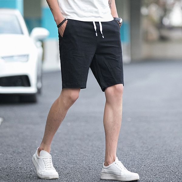 

2019 summer new men's linen shorts cotton hemp beach casual pants a1109k0067, White;black