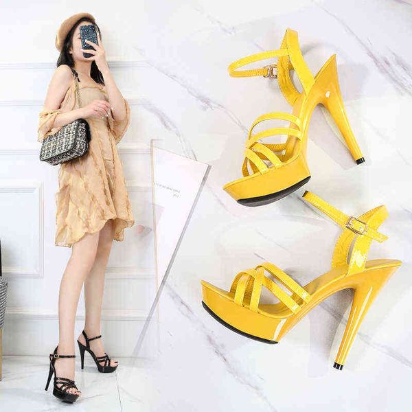 

herringbone sandals women summer 13cm net red high heels thin heels, Black
