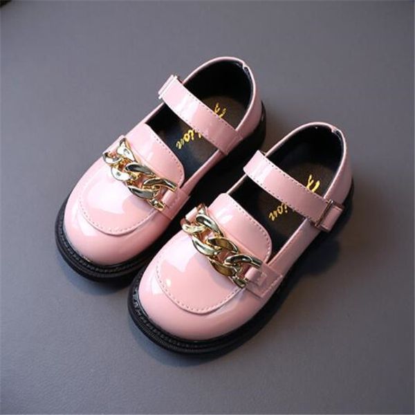 

Outdoor Athletic Children Girls Casual Sneakers 2022 Spring Autumn New Chain Leather Shoes For kids Flats Toddlers Baby Shoe, Black