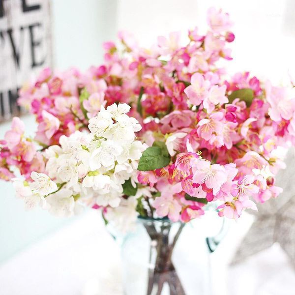 

decorative flowers & wreaths 52.5cm artificial cherry spring plum peach blossom branch silk flower home wedding garden decoration1