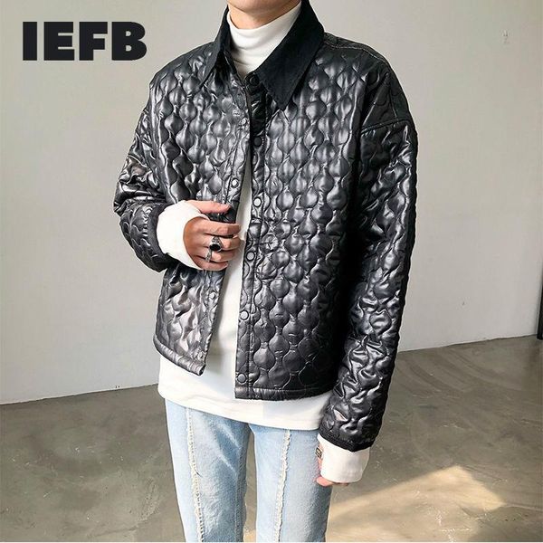 

men's down & parkas iefb clothing lapel lightweight black 2021 autumn winter long sleeve single breasket cotton padded jackets 4383