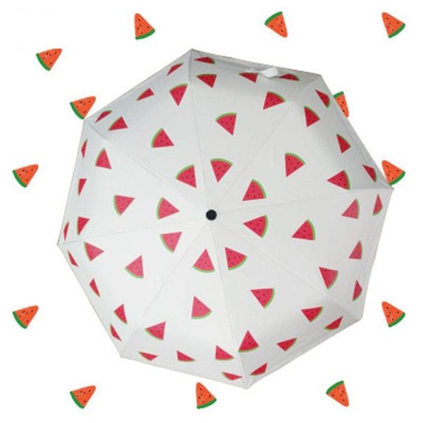 

свежий зонт три складные солнцезащитный shade черный каучуковый трехкратным солнечный зонтики лимонный банановый арбуз вишневый дождевики bb