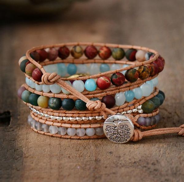 

новые браслеты для женщин природные камни drusy шарм multilayers кожаные браслеты уникальный boho браслеты dropshipping jllusk ffshop2001, Golden;silver