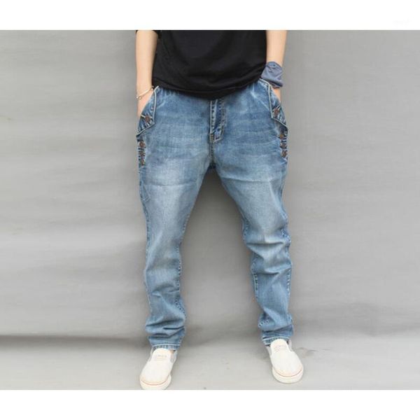 

men's jeans men hip hop pants elastic plus size baggy jogger brand harem loose denim1, Blue