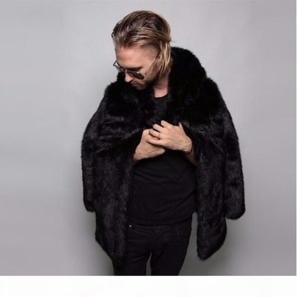 

winter women men faux fur coat 2018 casual plus size couple hooded fur jacket coat cat ear warm long sleeve jacket overcoat, Black