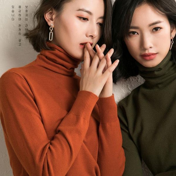 

leisure high collar basic sweater slim cosy long sleeve pullover home style fashion women's sweater autumn winter woman sweaters, White;black