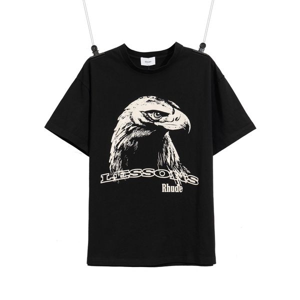 

19ss rhode футболка орел футболка летняя мода стиль хлопчатобумажные футболки top tees vintage дизайнерская футболка, White;black
