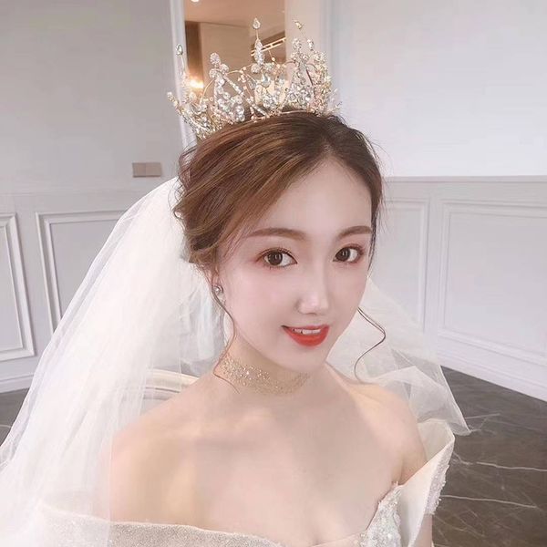 

японские и корейских невесты головного убора изысканных круглые женщина короны волосы украшение брак взрослых аксессуары фея принцесса свадь, Silver
